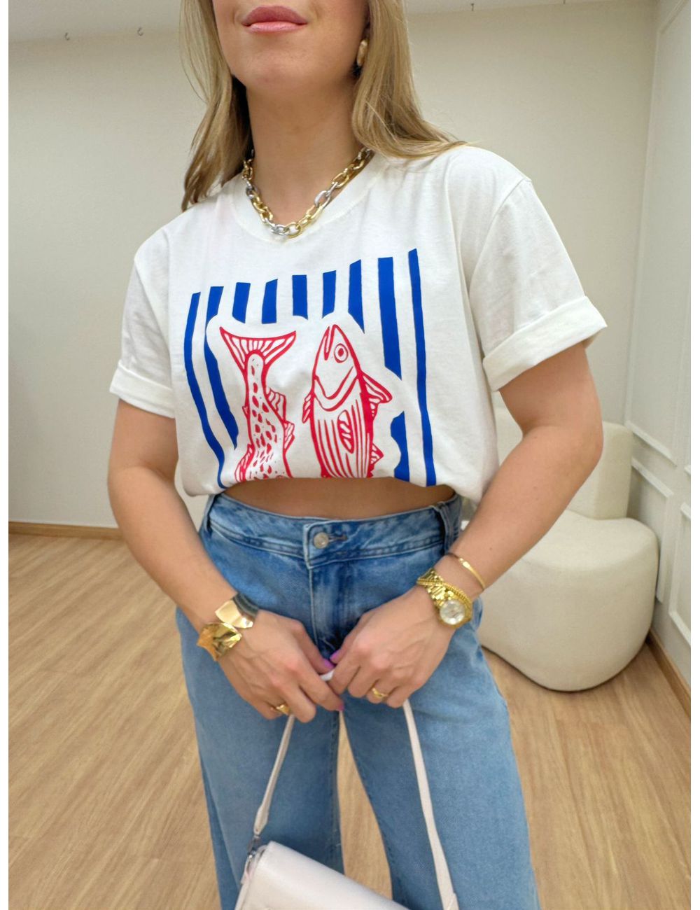 T-shirt Sardine Off White - Ana G Store