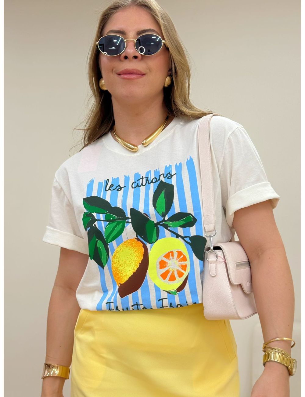 T-shirt Lemon Off White - Ana G Store