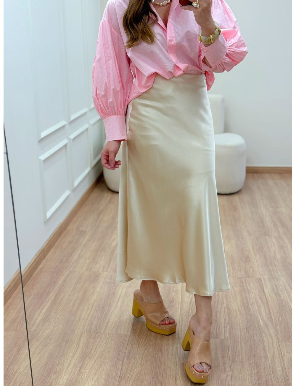 Saia Cetim Perola - Ana G Store