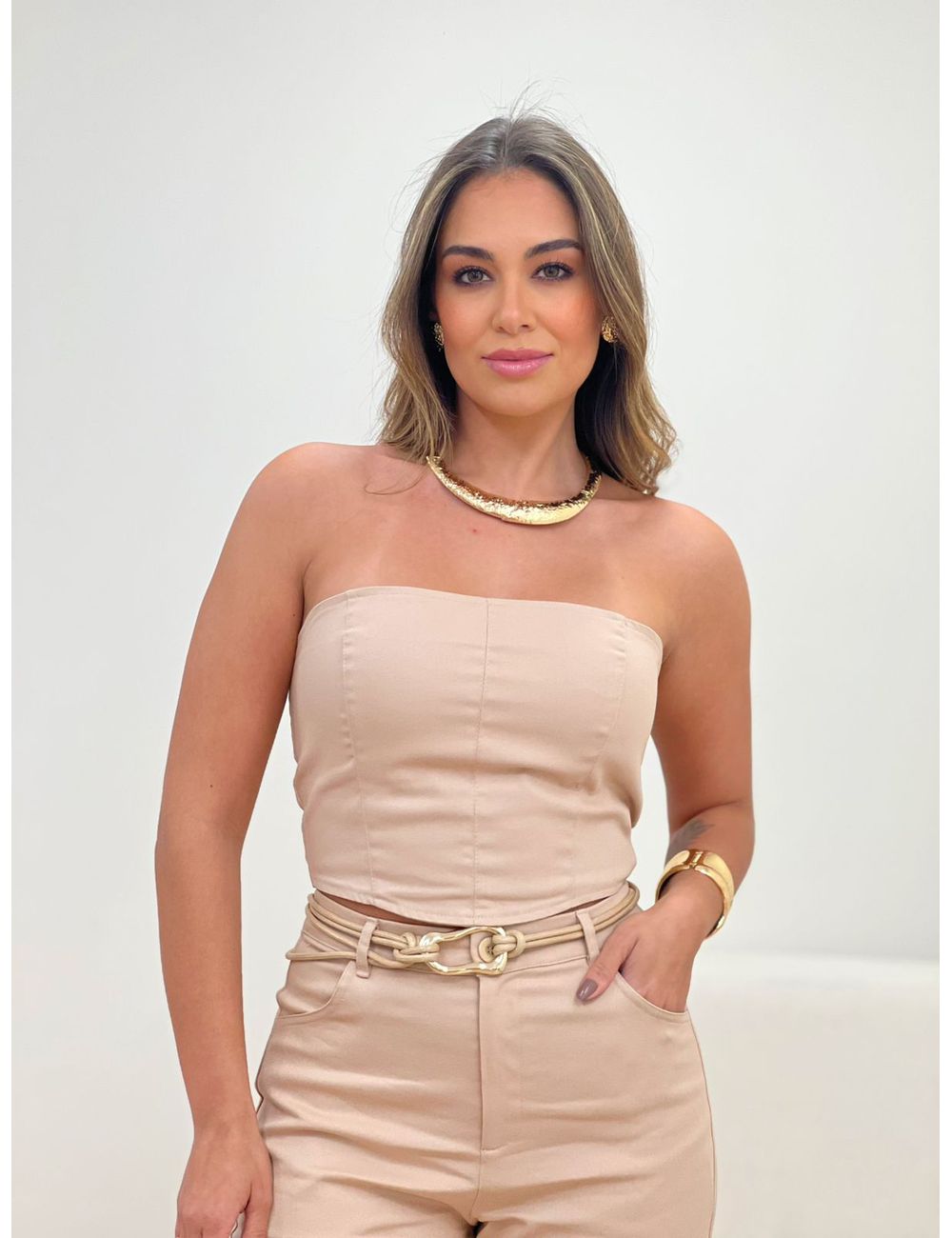 Cropped Verônica Bege - Ana G Store