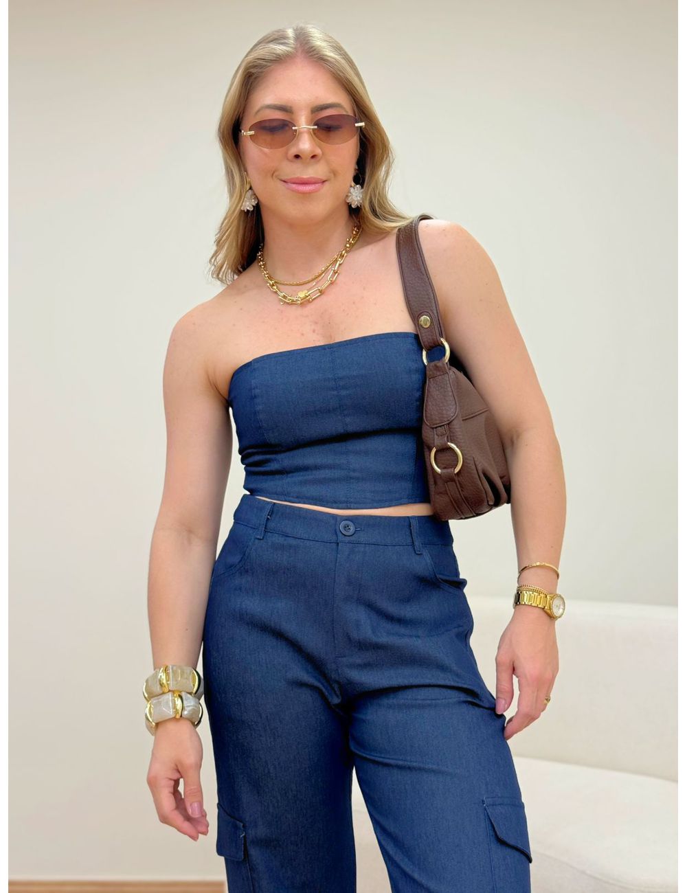 Cropped Verônica Azul - Ana G Store