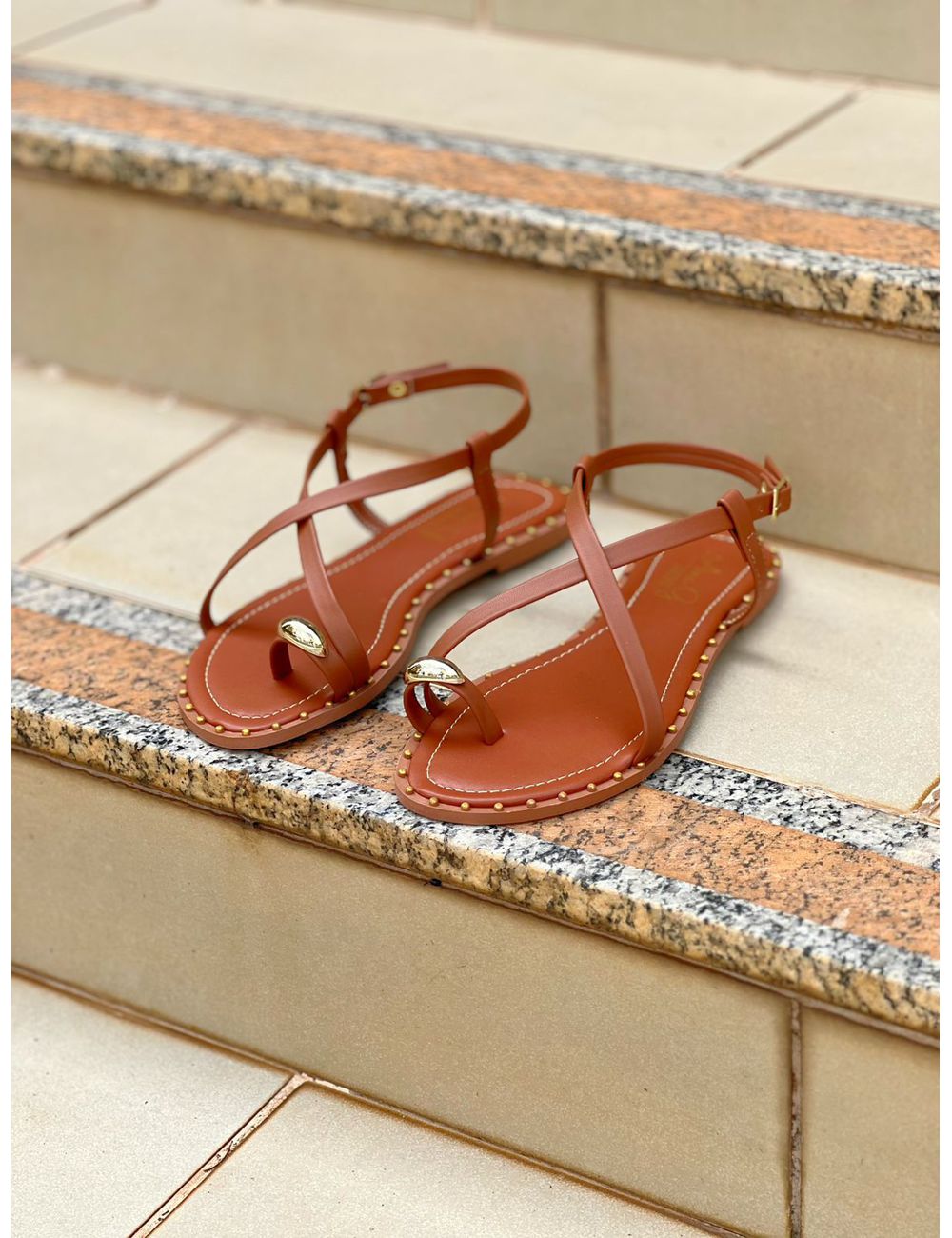Rasteira Rebeca Caramelo - Ana G Store