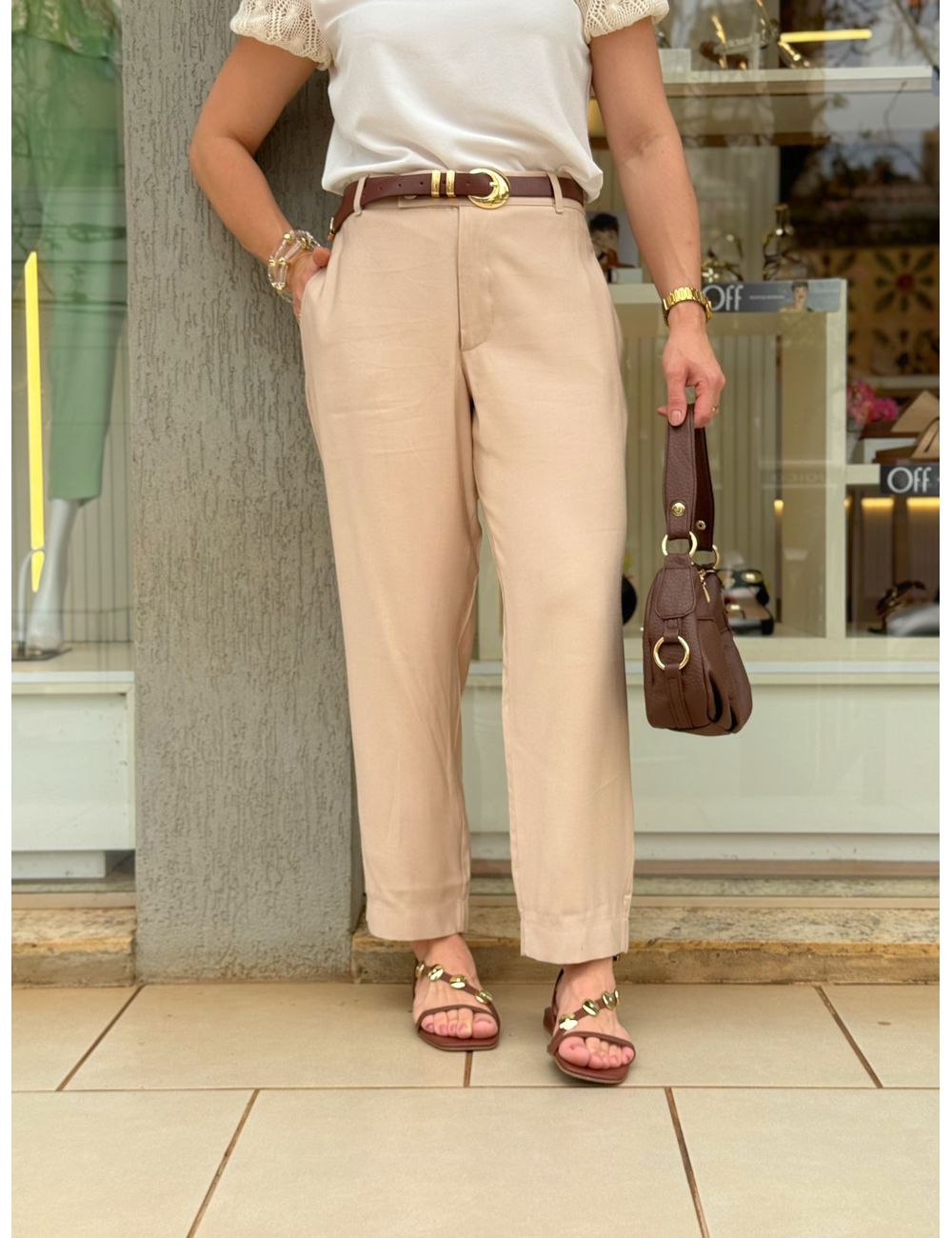 Calça Sabrina Bege - Ana G Store
