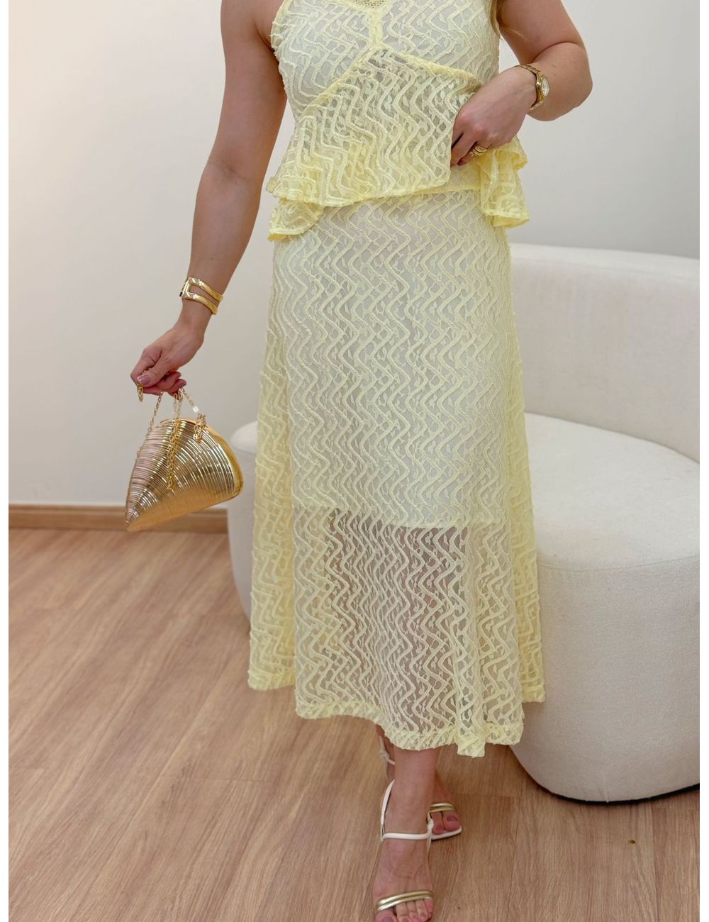 Saia Alana Amarelo - Ana G Store