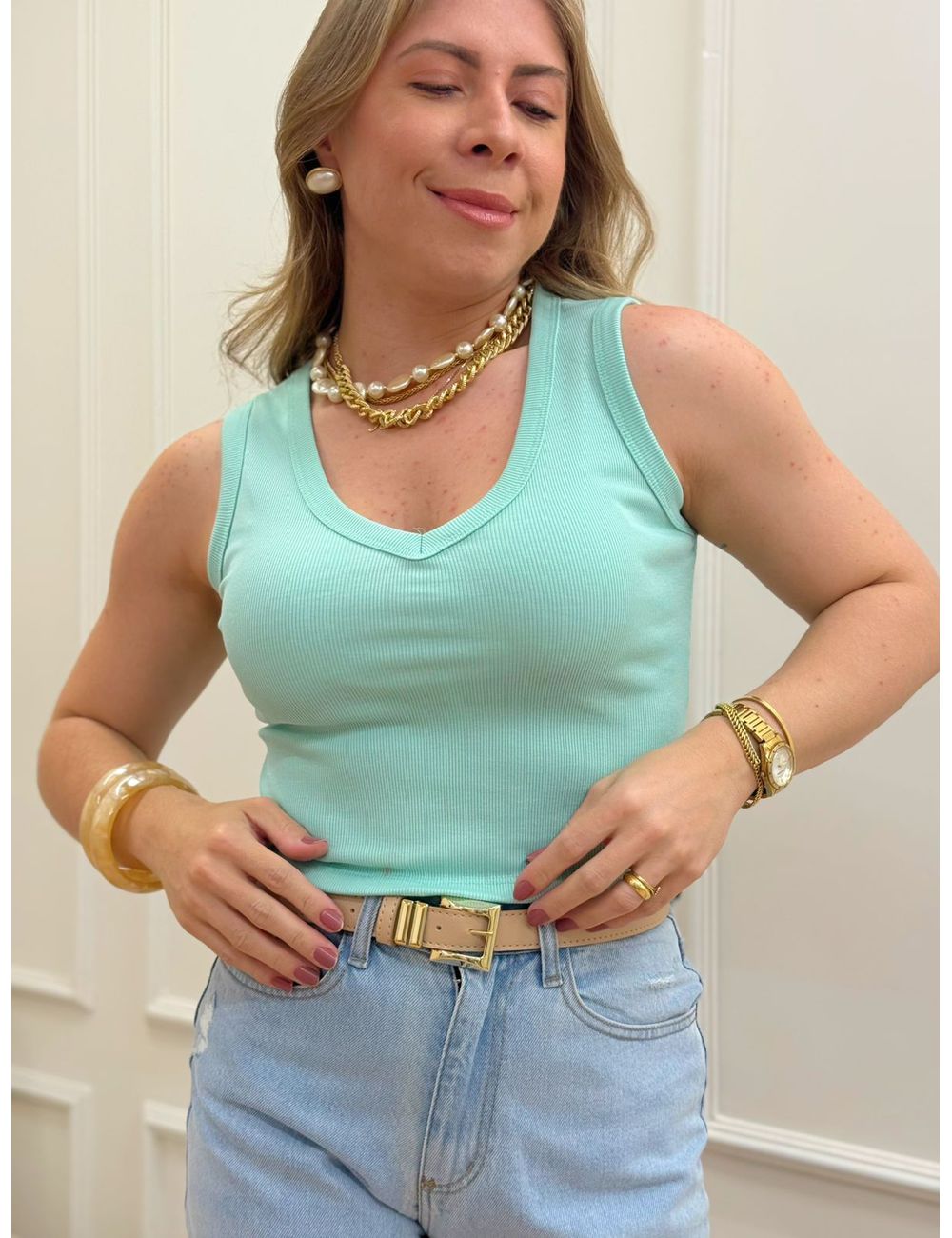 Regata Canelada Verde - Ana G Store