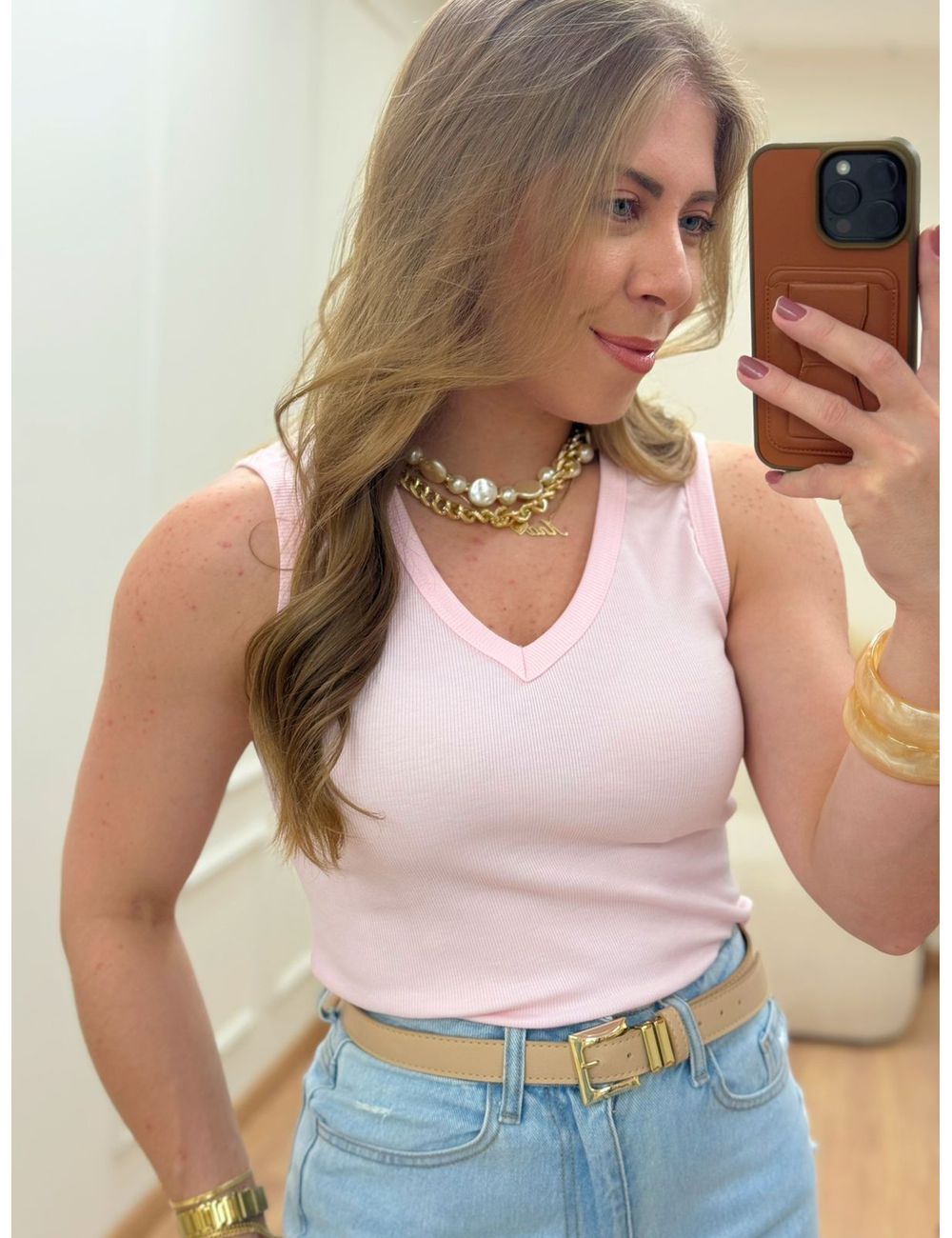 Regata Canelada Rosa - Ana G Store