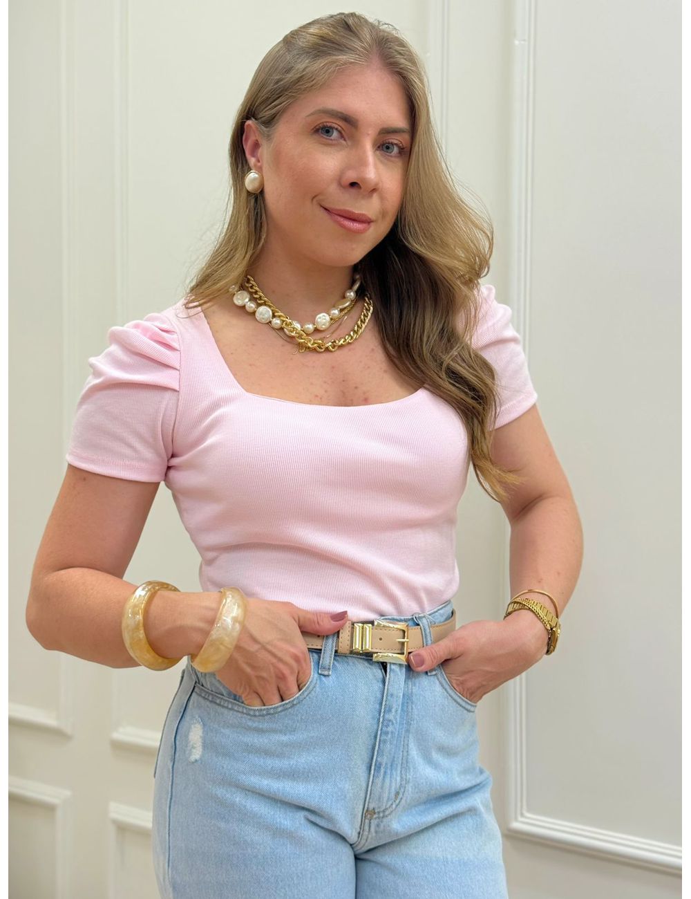 Blusa Canelada Rosa - Ana G Store