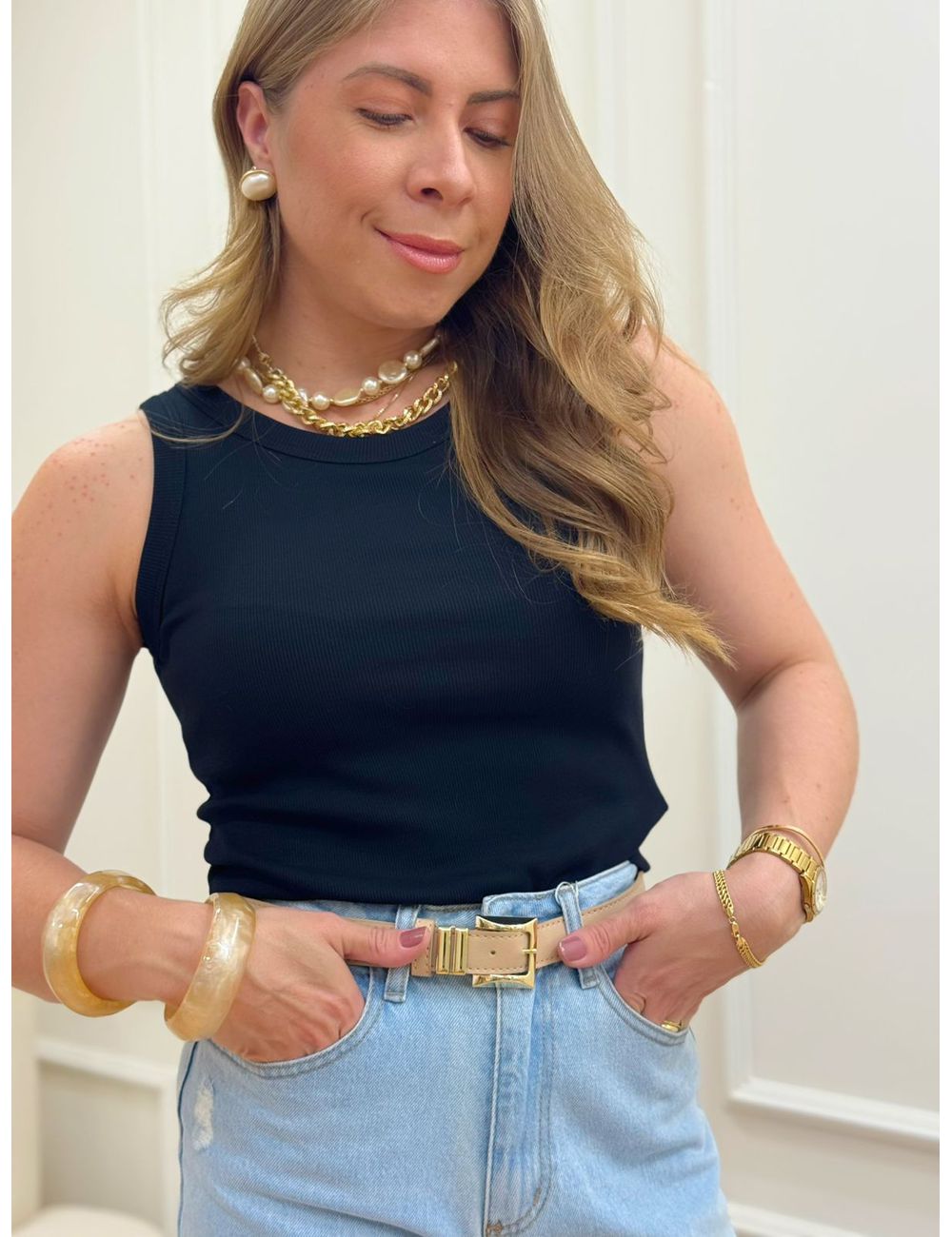 Regata Canelada Bojo Preta - Ana G Store