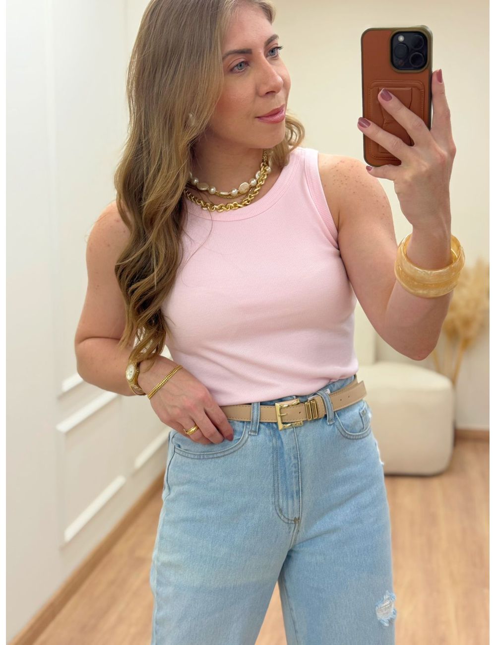 Regata Canelada Bojo Rosa - Ana G Store