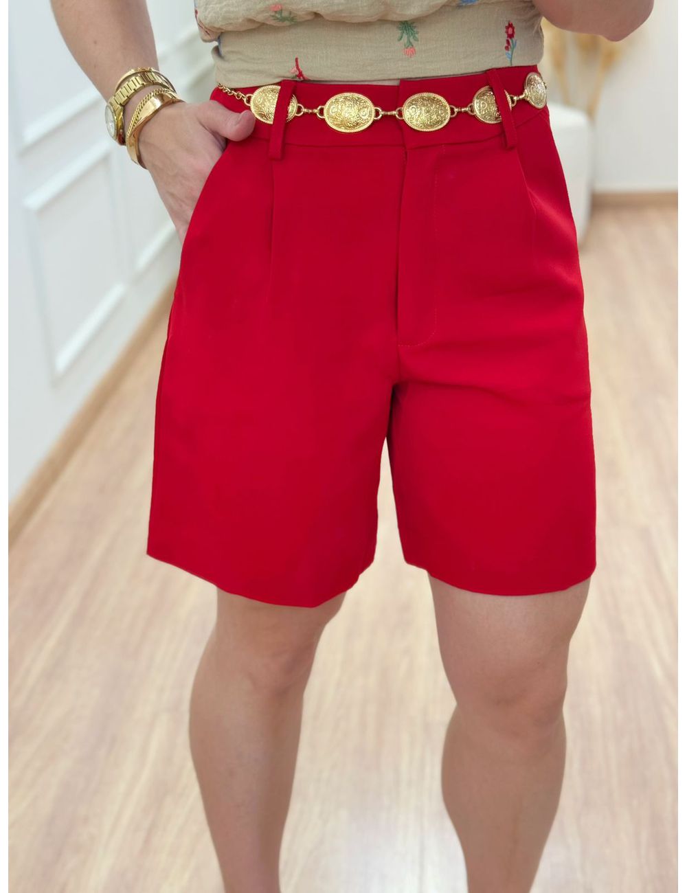 Bermuda Alfaiataria Vermelho - Ana G Store