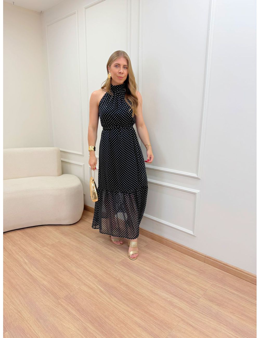 Vestido Ambar Poa Preto - Ana G Store