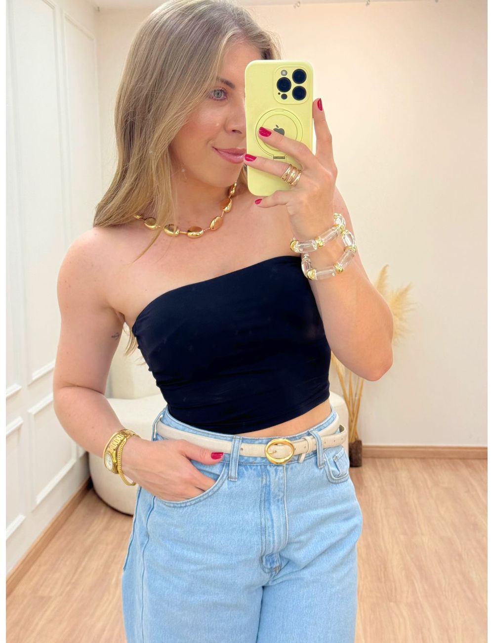 Top Faixa Poliamida Preto - Ana G Store