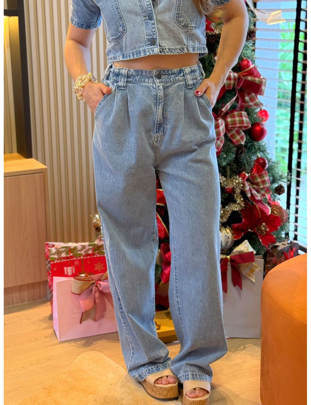 Calça Pantalona Alcance Jeans - Ana G Store