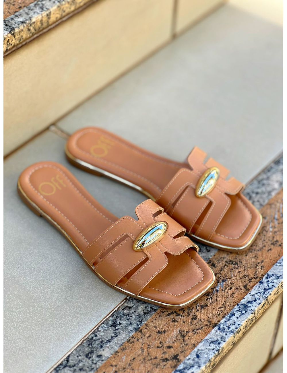 Rasteira Carlota Caramelo - Ana G Store