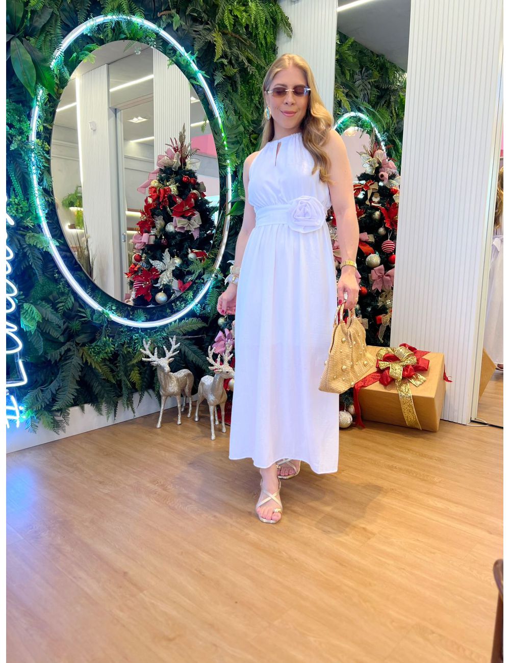 Vestido Flor Branco - Ana G Store