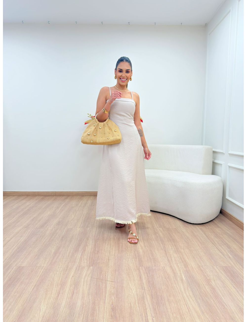 Vestido Leila Bege - Ana G Store