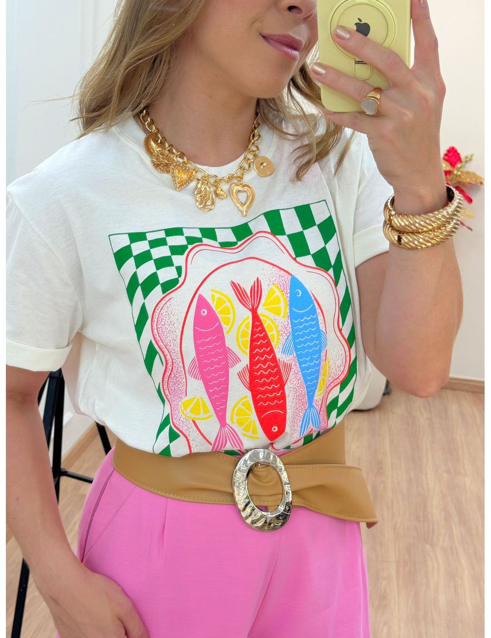 T-shirt Sardinha Branca - Ana G Store