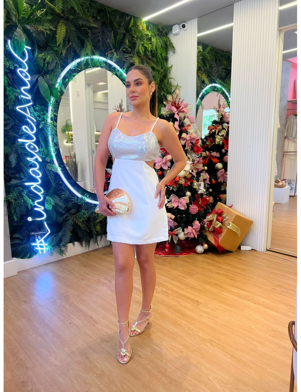 Vestido Paetê Branco - Ana G Store