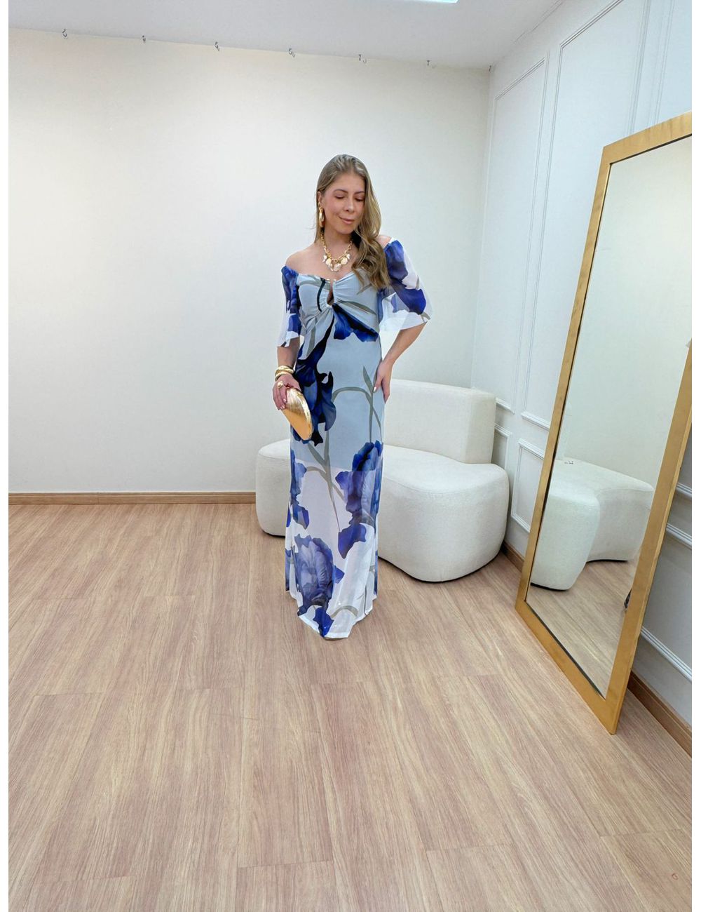 Vestido Dora Estampa Azul - Ana G Store