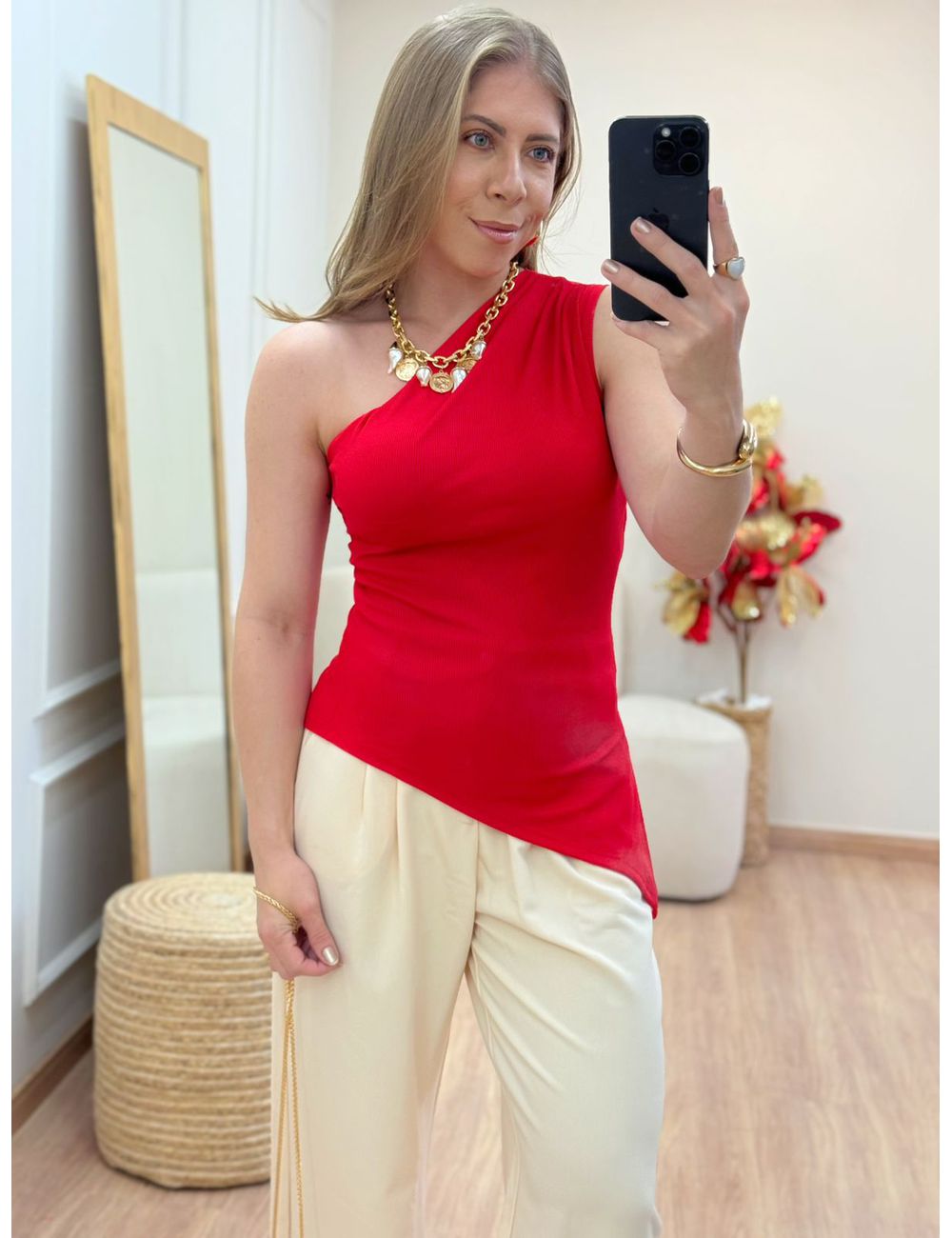 Blusa Assimétrica Vermelha - Ana G Store