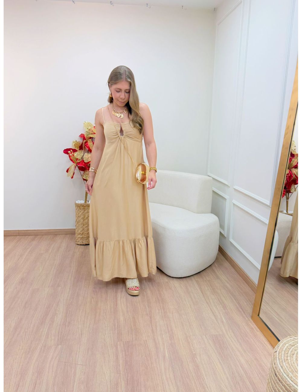 Vestido Jordana Bege - Ana G Store