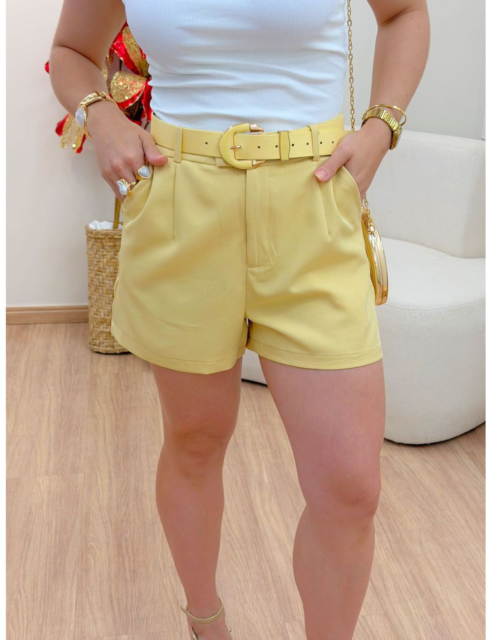 Shorts Lara Amarelo - Ana G Store