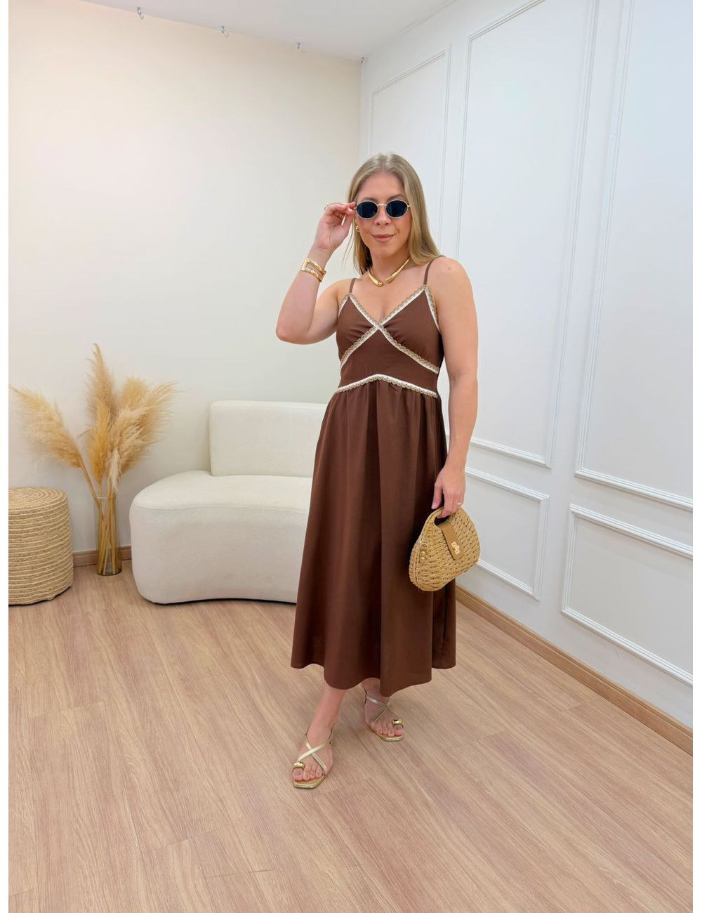 Vestido Carlota Marrom - Ana G Store