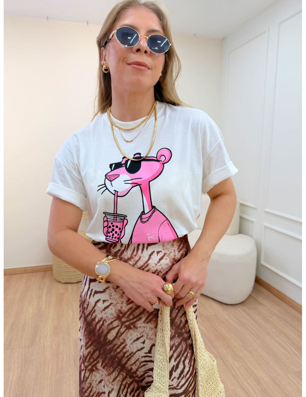 T-shirt Pantera Off White - Ana G Store