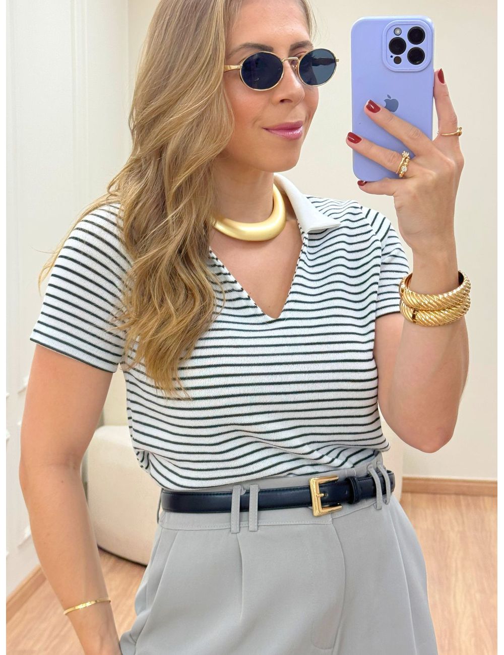 Cropped Olive Listrado - Ana G Store