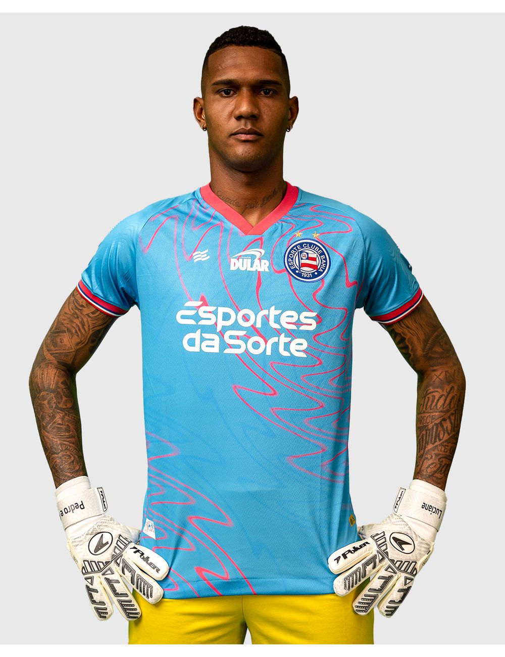 Camisa Masculina Goleiro 1 2024 Com Patrocinio Azu... - LOJA DO BAHIA 