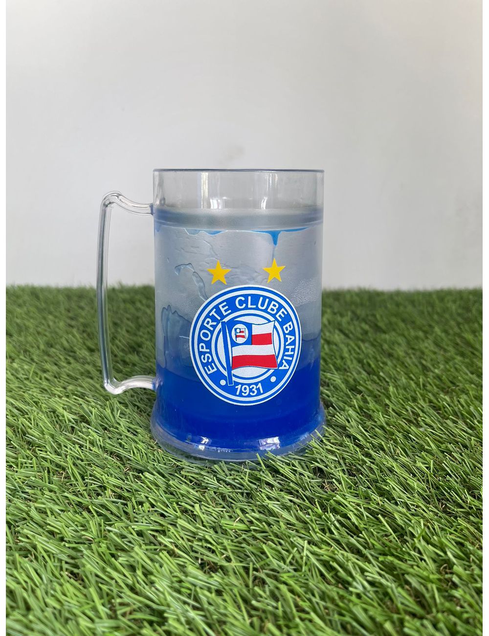 Caneca Transparente com Gel Azul Bora Bahêêêa. - LOJA DO BAHIA 