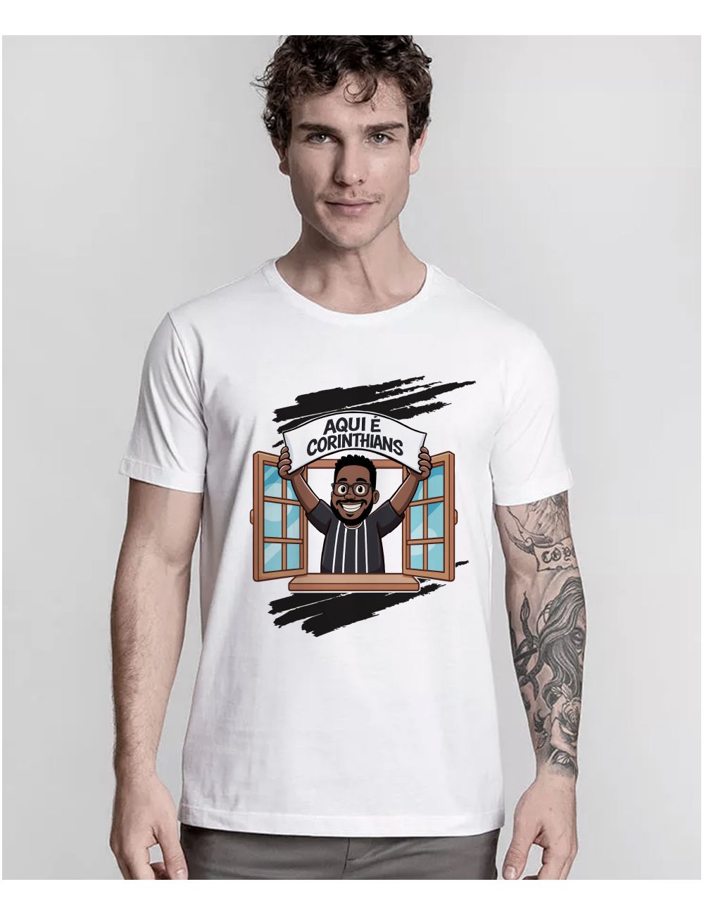 Camisa Aqui é Corinthians Branca - Loja Fanzo