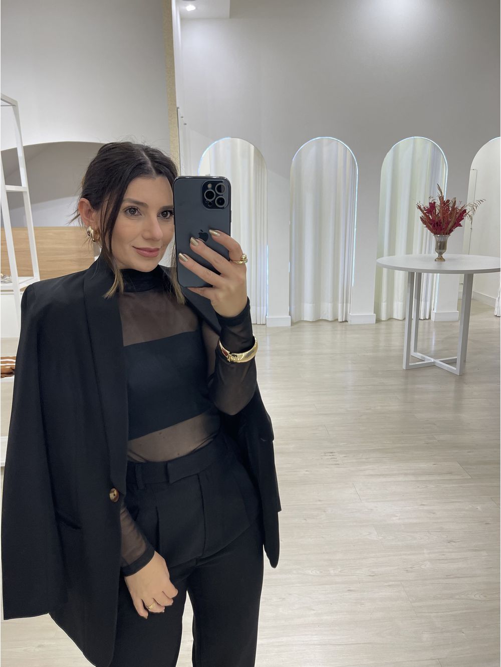 Blusa Tule Riana Preto - Maria Clara