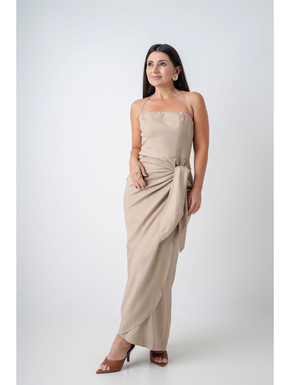 Vestido Lilian Bege - Maria Clara