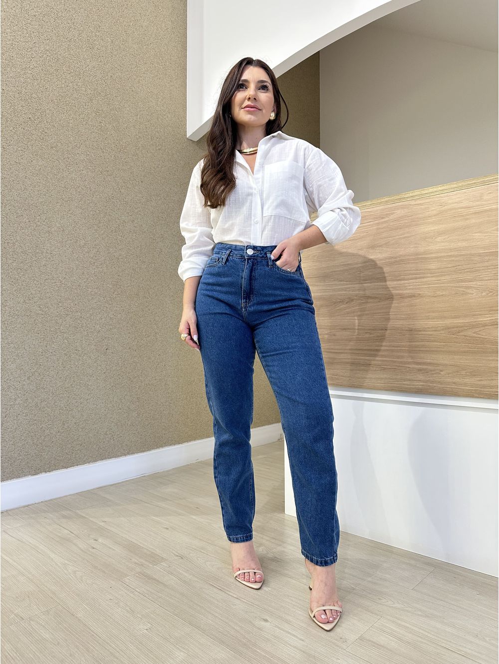 Calça Mom Maia Escura - Maria Clara