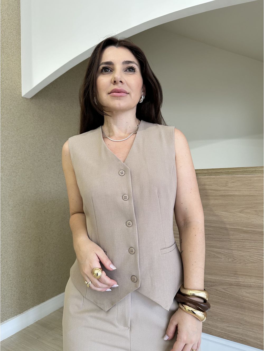Colete Isadora Bege - Maria Clara