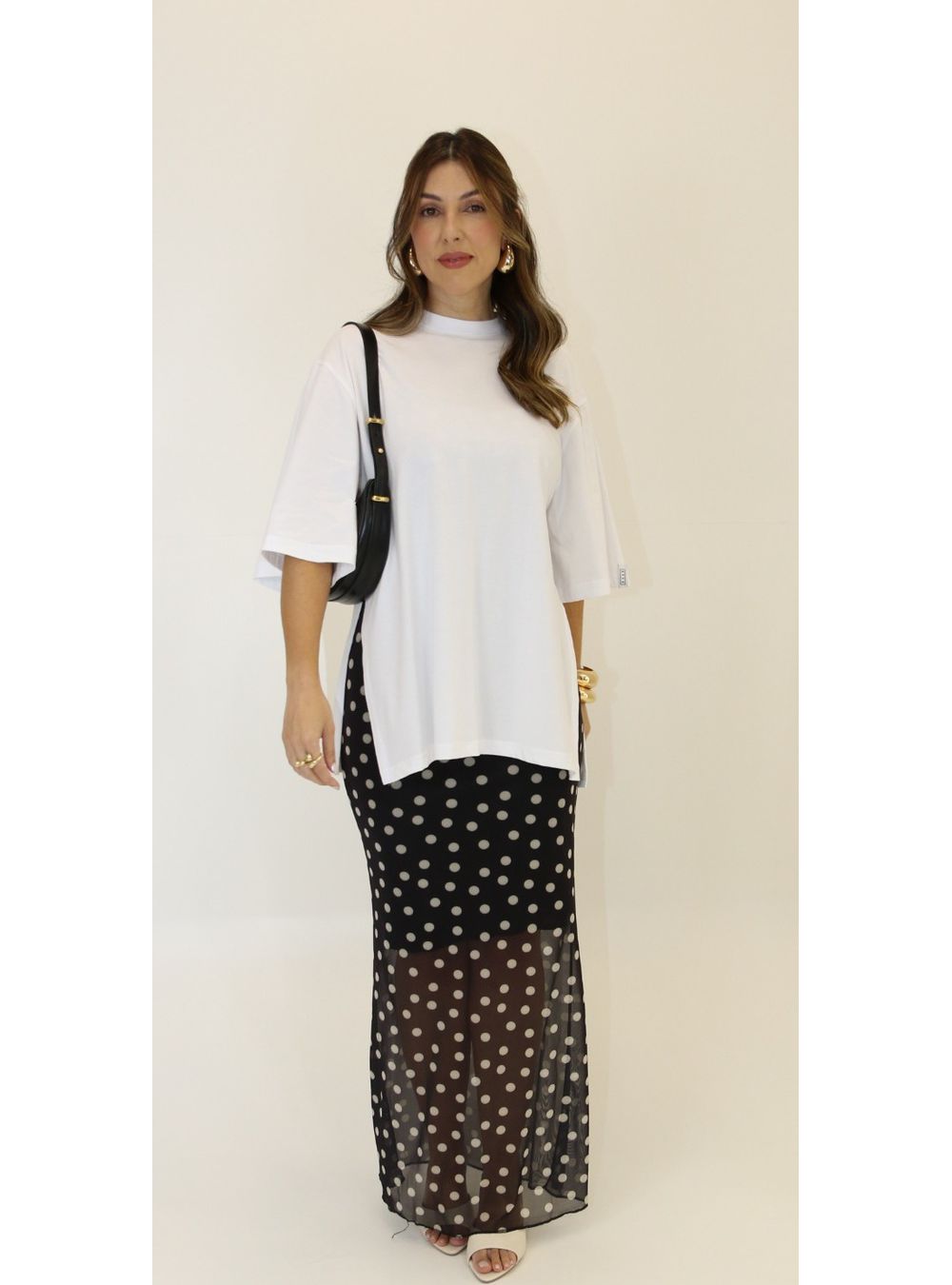 CAMISETA OVER CAMILA COM ABERTURA BRANCA - EFFE