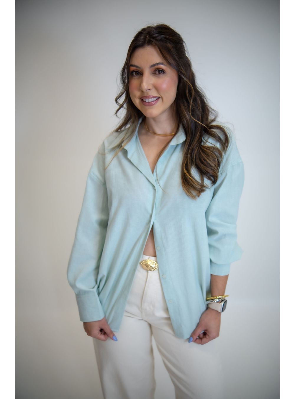 CAMISA ALINA VERDE LISTRADA - EFFE