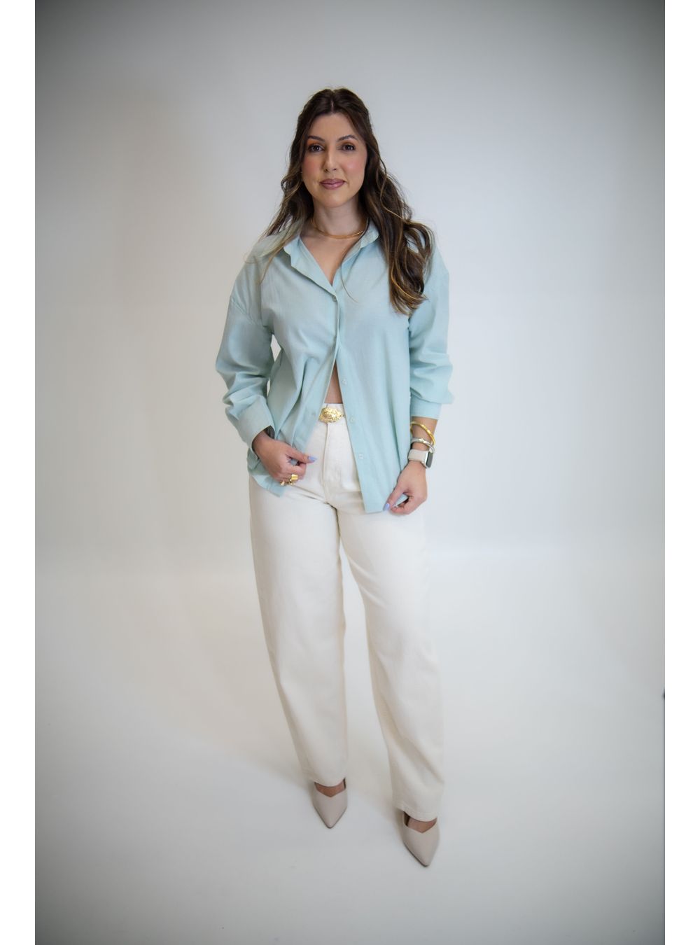 CAMISA ALINA VERDE LISTRADA - EFFE