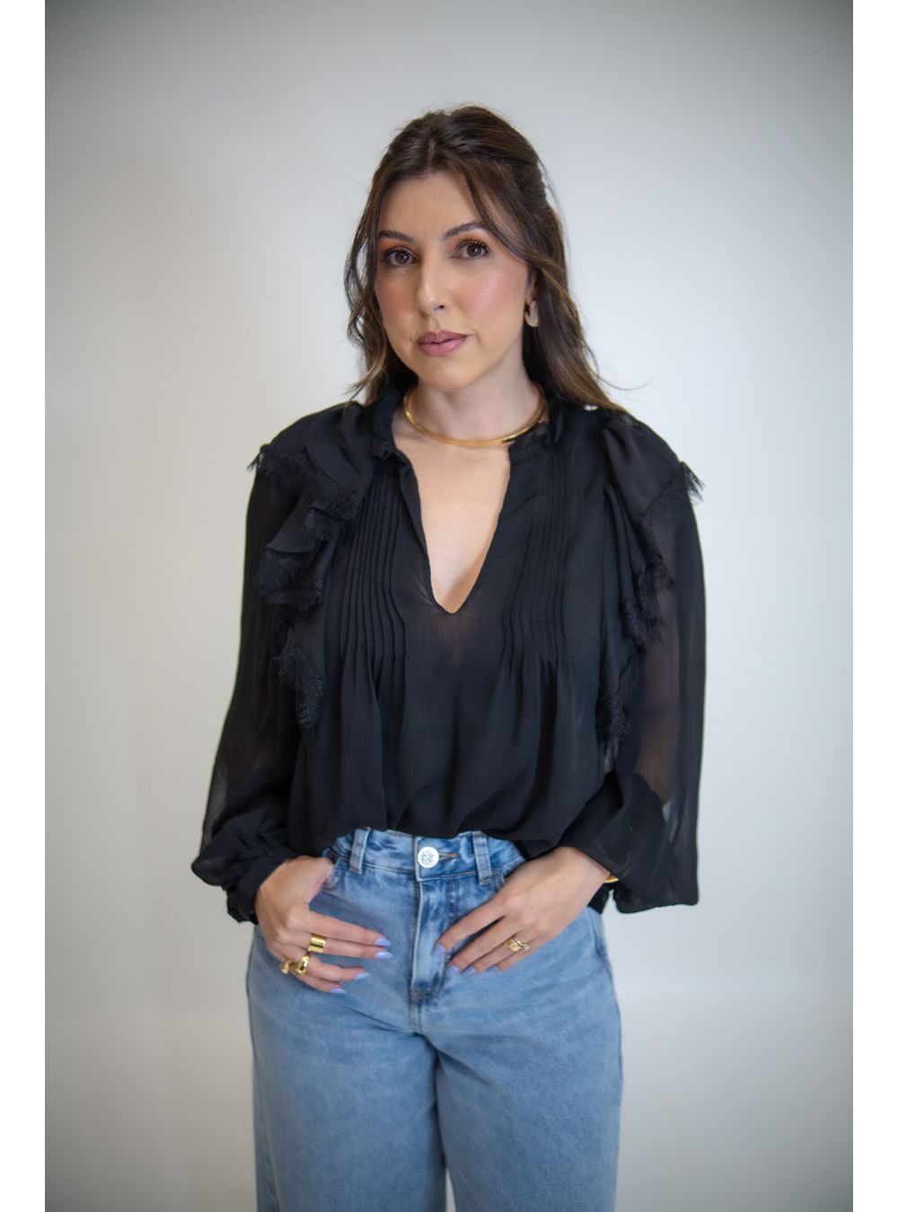 CAMISA PEÔNIA PRETA - EFFE