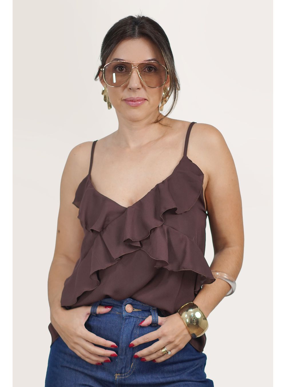 BLUSA ANNELISE MARROM - EFFE