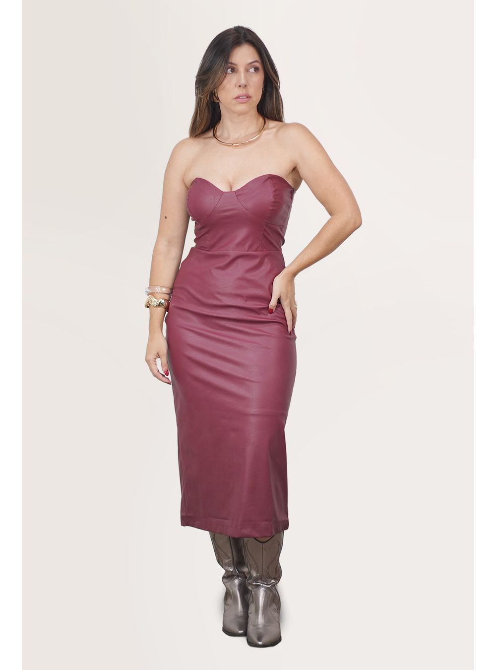 VESTIDO ELISKA VINHO - EFFE
