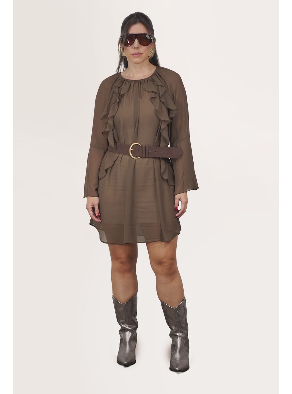 VESTIDO LOREDANA MARROM - EFFE