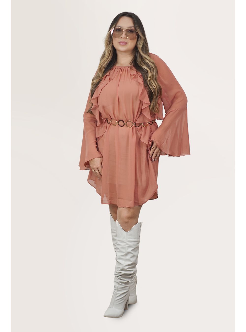 VESTIDO LOREDANA MARROM BLUSH - EFFE