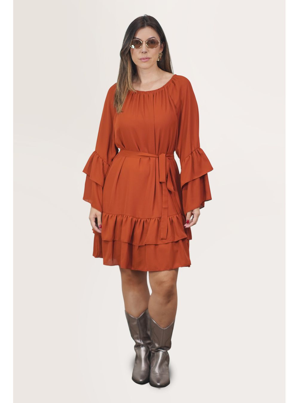 VESTIDO ORIANE TELHA - EFFE