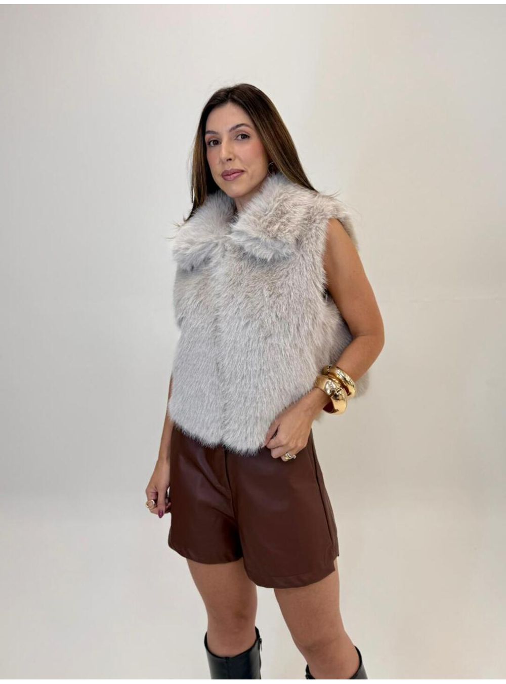 COLETE DE PELO MAJU BEGE - EFFE