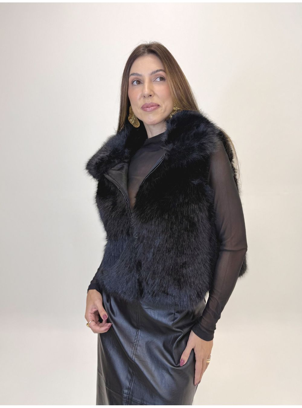 COLETE DE PELO MAJU PRETO - EFFE