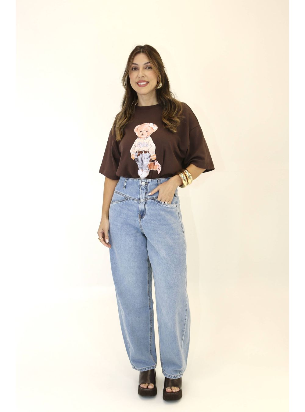 T-SHIRT OVERSIZED ESTELA MARROM - EFFE