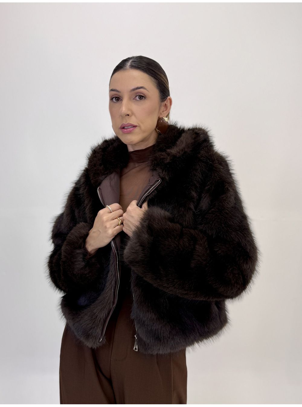 JAQUETA DE PELO CAFÉ CLEO - EFFE