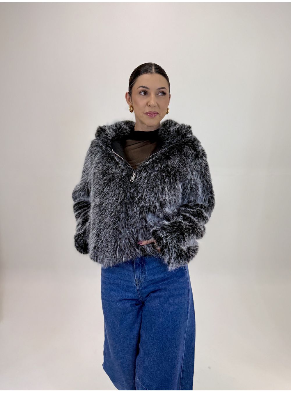 JAQUETA DE PELO PRETO CLEO - EFFE